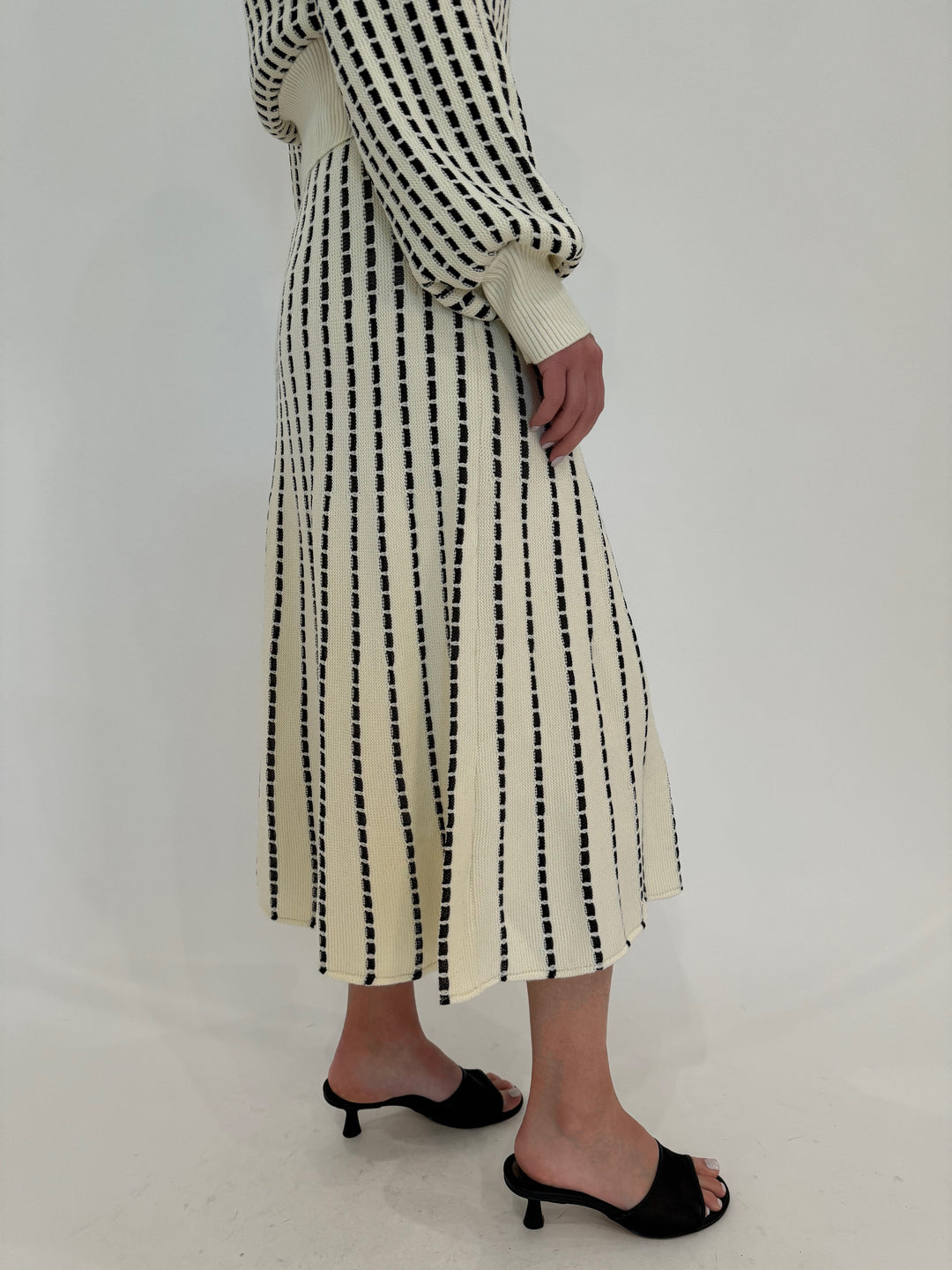 Maria Pavan Merida Midi Skirt in White and Black available at Barbara Katz