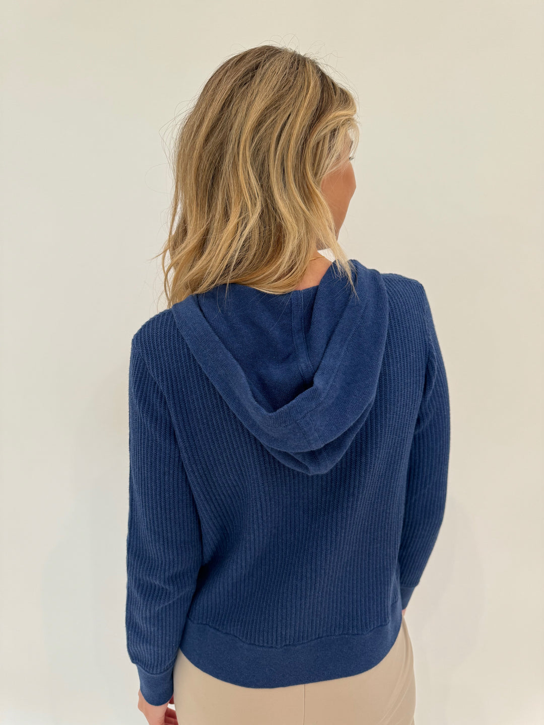 Kinross Rib Zip Hoodie in Indigo available at Barbara Katz