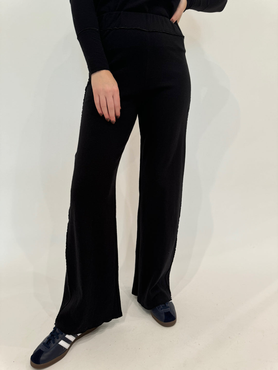 Goldie Stella Double-Faced Flare Pants in Black/Charcoal available at Barbara Katz