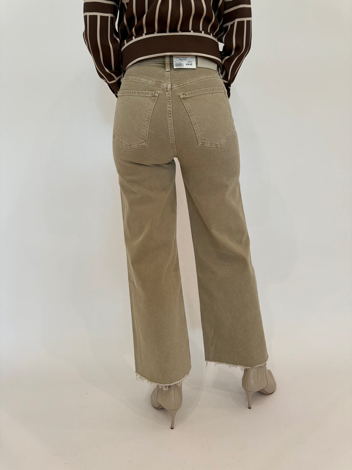 Citizens of Humanity Lyra Crop Wide Leg Denim Jeans in Porcini available at Barbara Katz