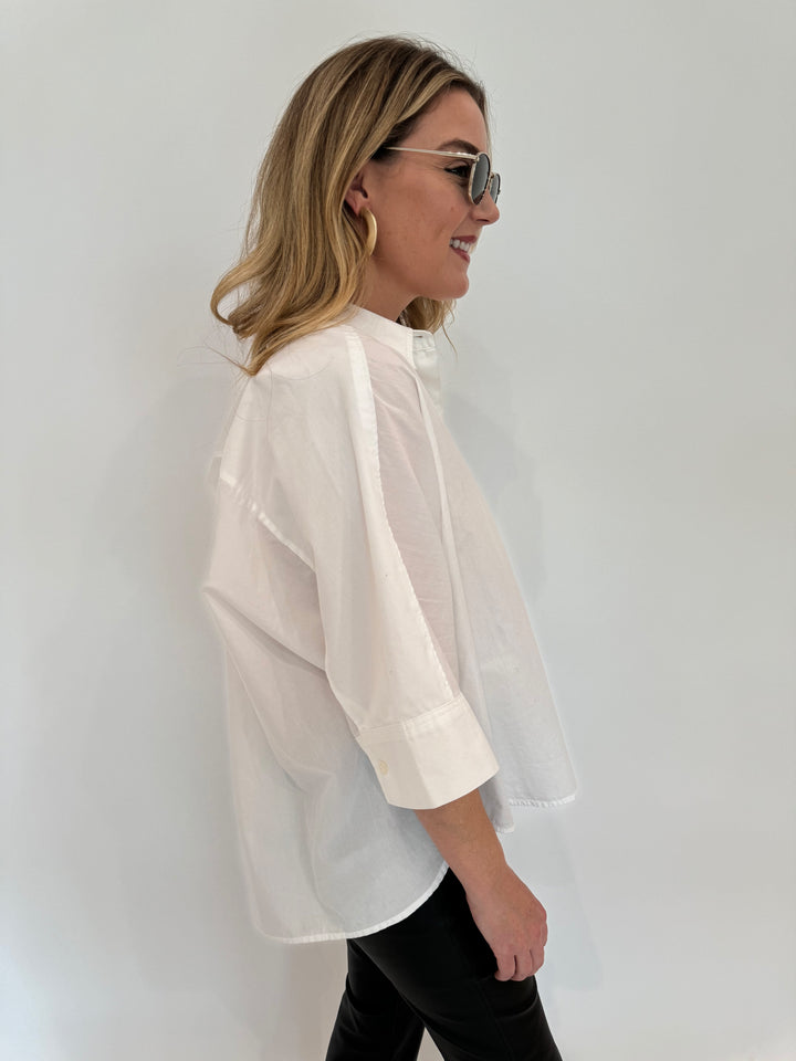 Citizens of Humanity Claire Origami 3/4 Sleeve Shirt in White available at Barbara Katz