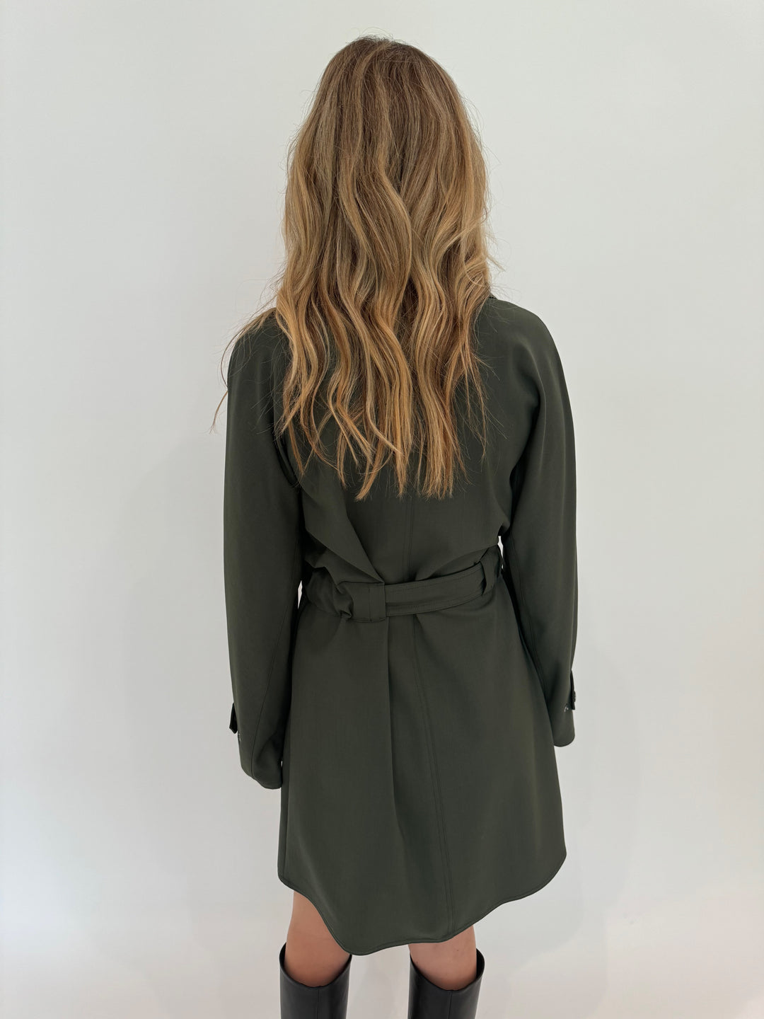 Max Mara Weekend Brioso Utility Dress in Dark Green available at Barbara Katz