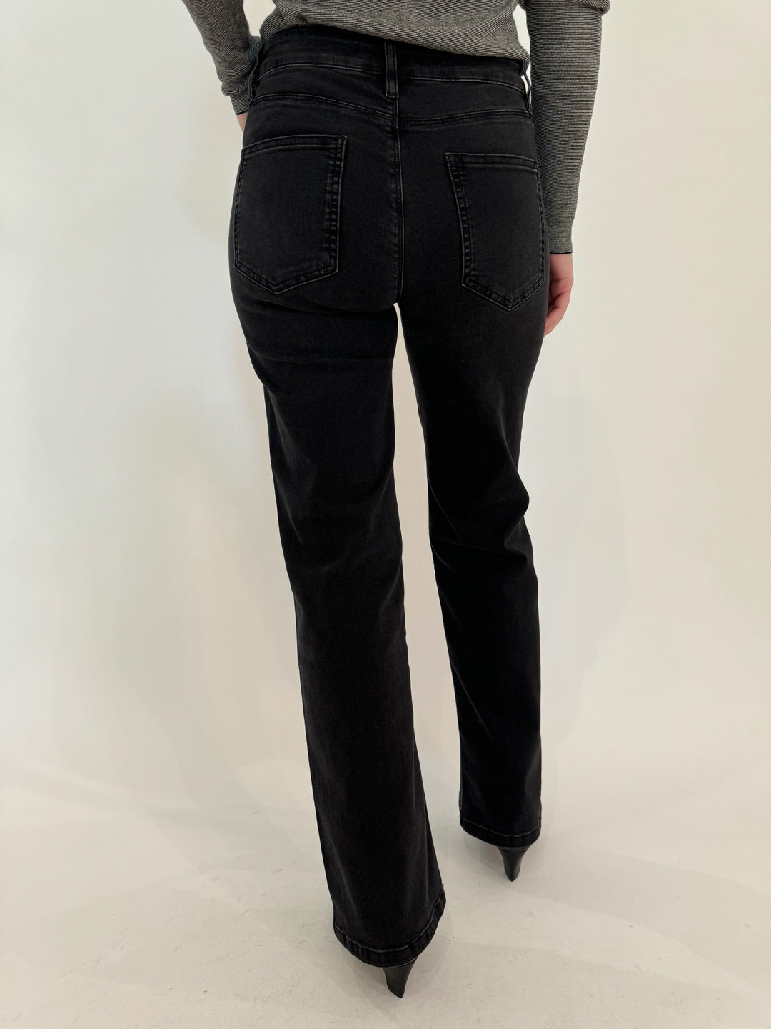 Elliott Lauren Athena Wide Leg Jeans in Washed Black available at Barbara Katz