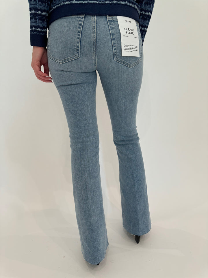 Frame Le Easy Flare Raw Fray Jeans - Blue Springs