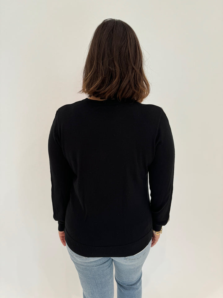 Crewneck Sweater With Ribbon - Black