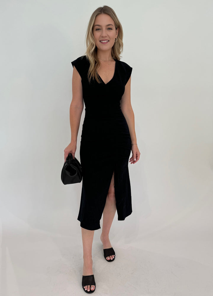 Rails Auren Dress in Black with DeMellier Miami Clutch in Black Smooth available at Barbara Katz