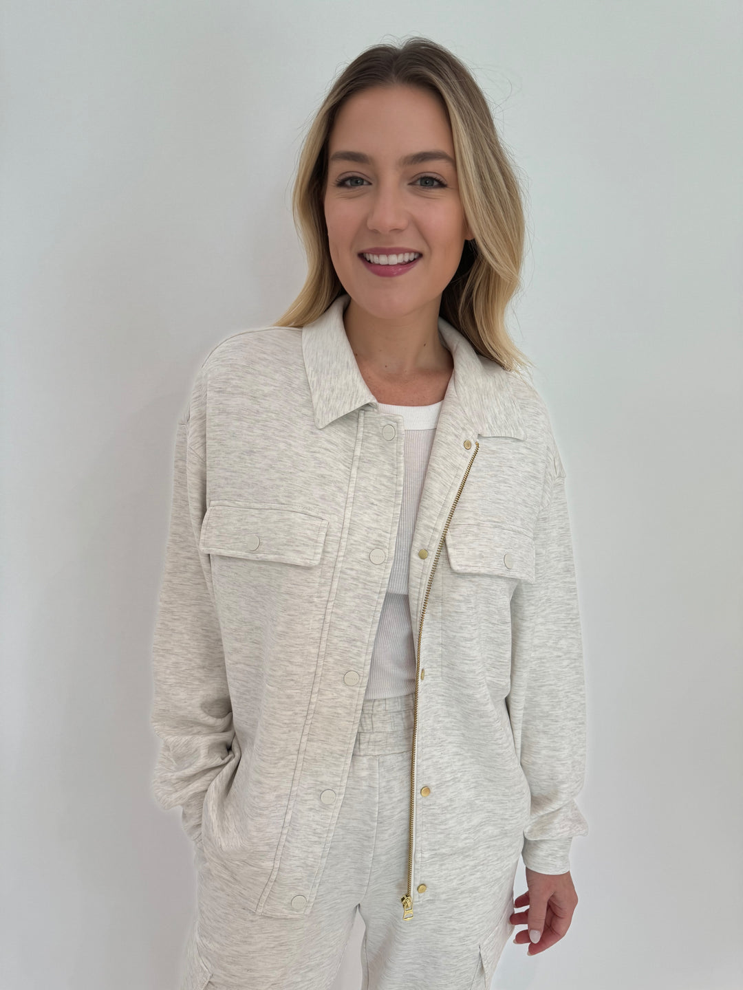 Varley Elizabeth Jacket in Ivory Marl