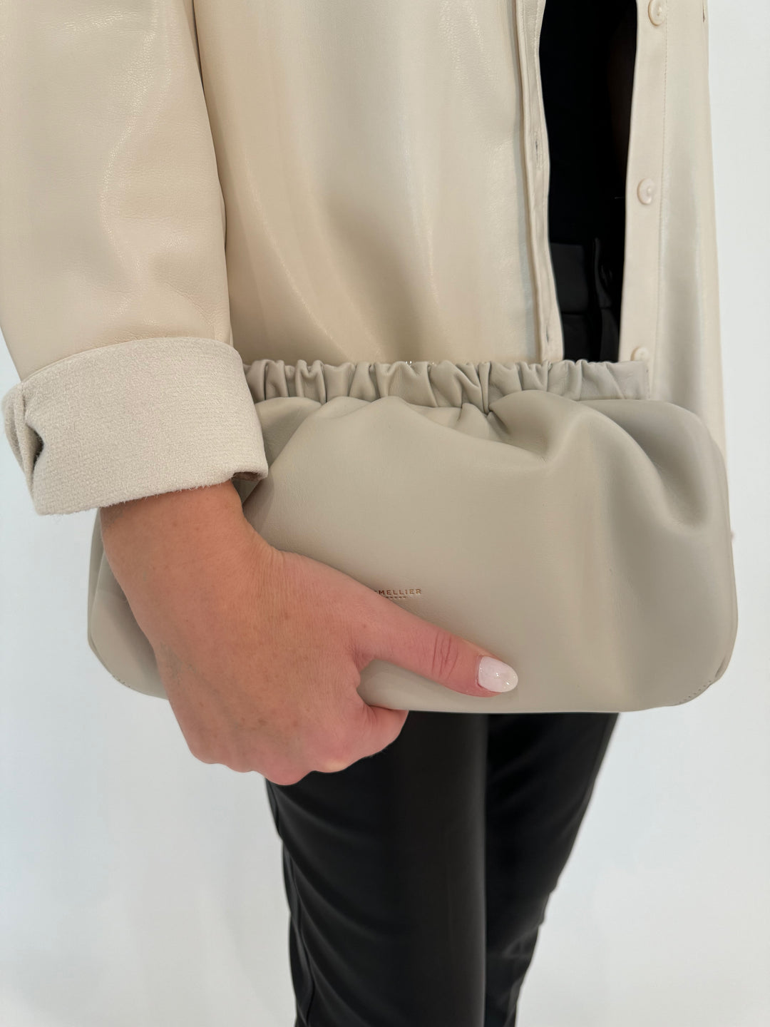 DeMellier Miami Clutch in Off White Smooth available at Barbara Katz