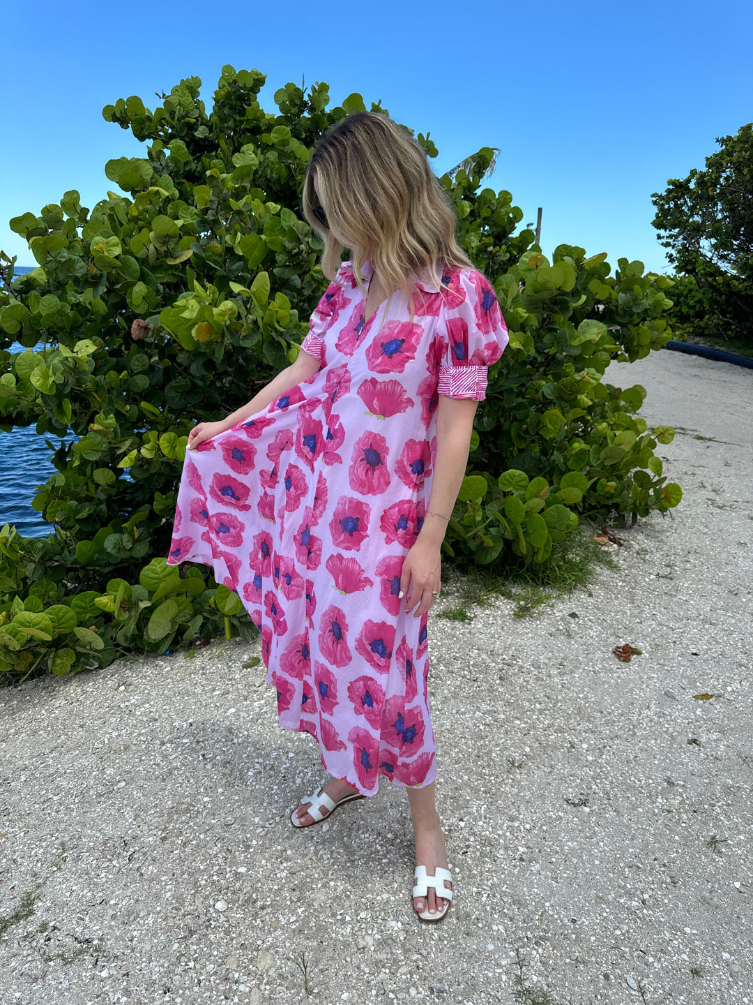 Montauk Dress M511 - Pink Poppy Print