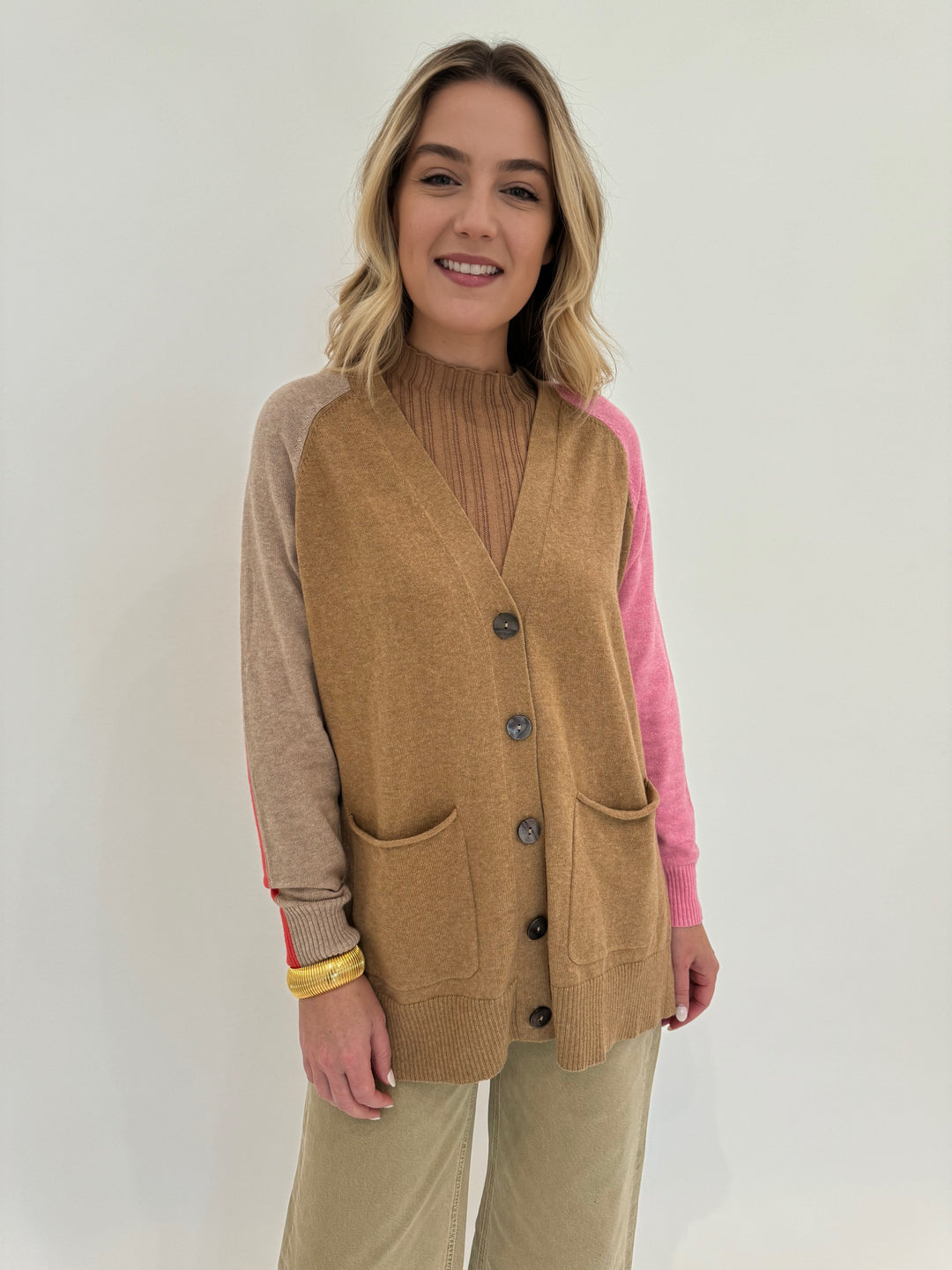 Zaket & Plover College Cardigan in Cookie available at Barbara Katz