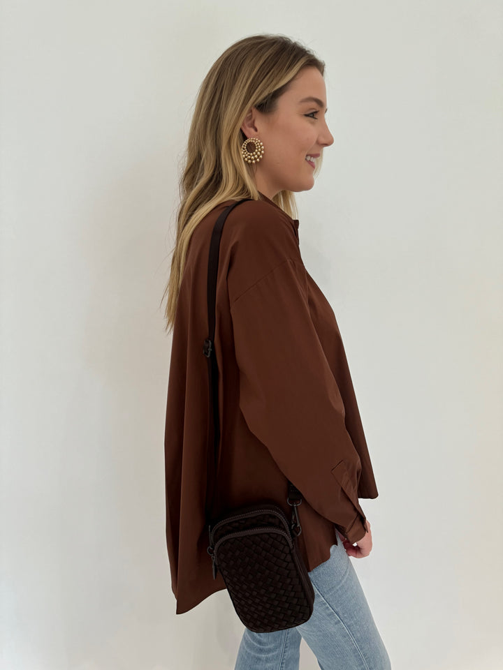 Sol and Selene Divide & Conquer Woven Crossbody Bag - Chocolate