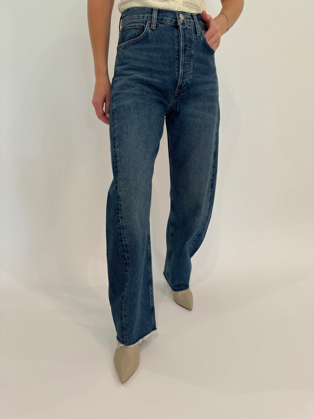 Agolde Luna High Rise Pieced Taper Jeans In Split