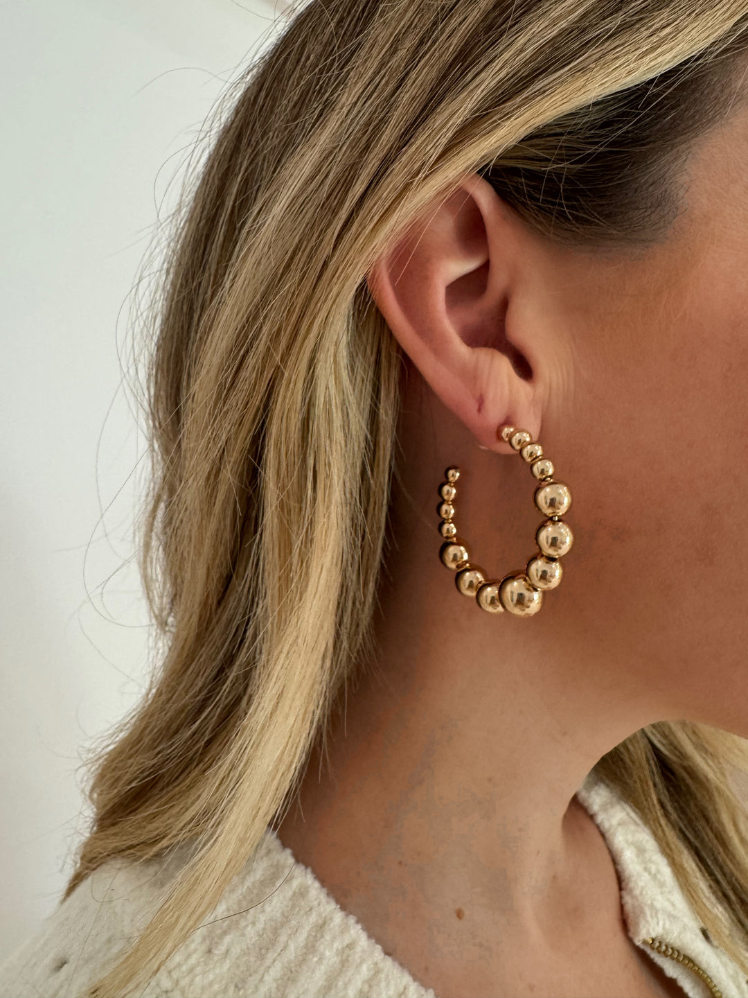 Barbara Katz Jewelry Dottie Ball Hoop Earrings - Gold