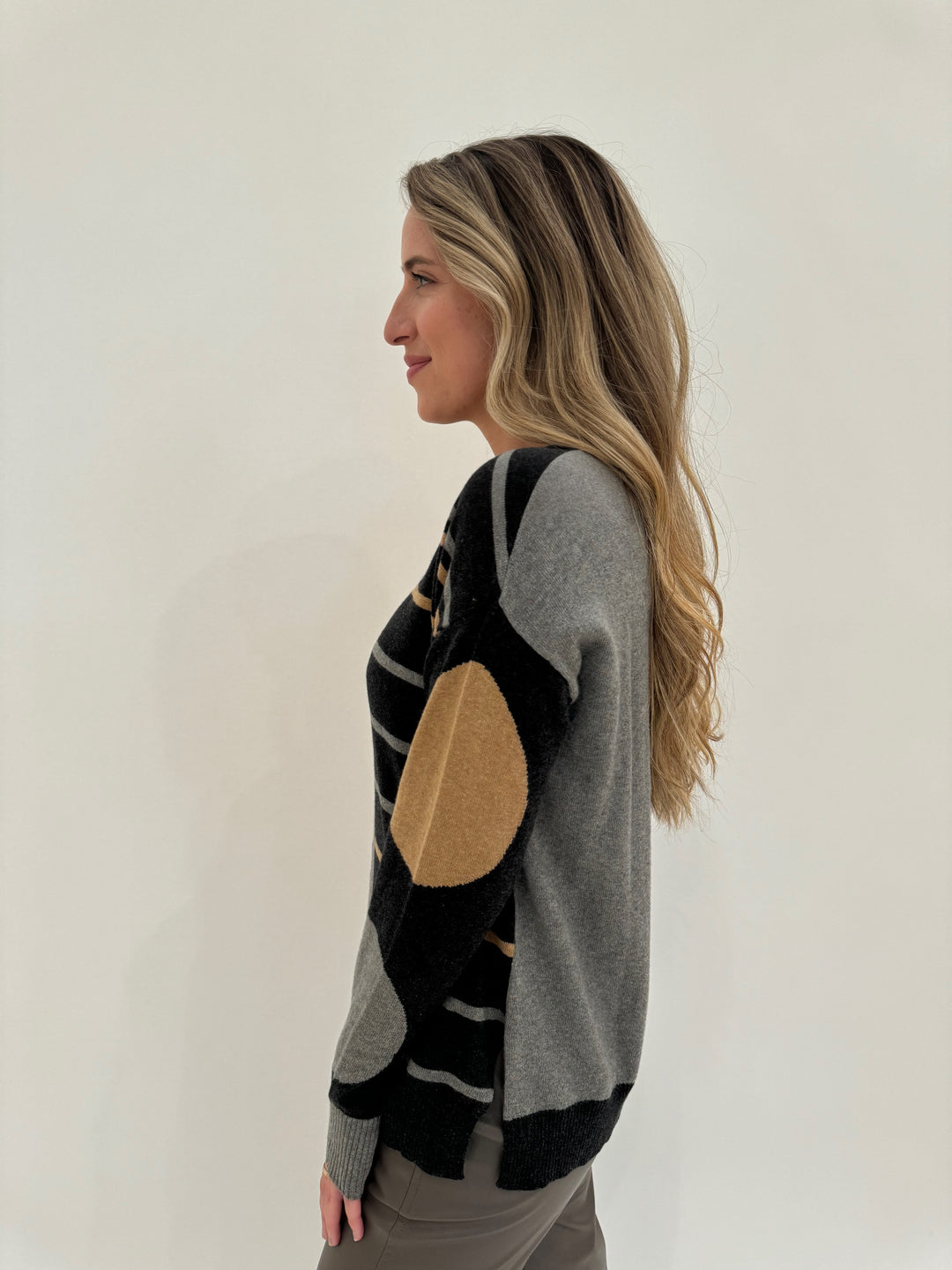 Zaket & Plover Spot On Stripes Long Sleeve Sweater in Cloud available at Barbara Katz