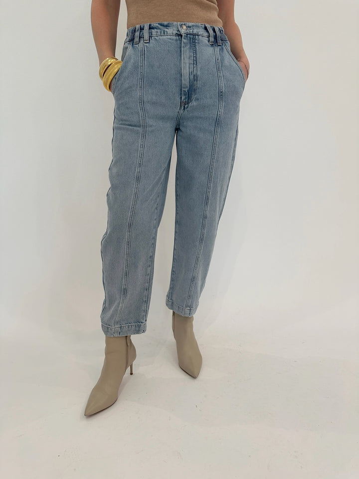 Pistola Court Mid Rise Relaxed Straight Denim Pants in Jardin