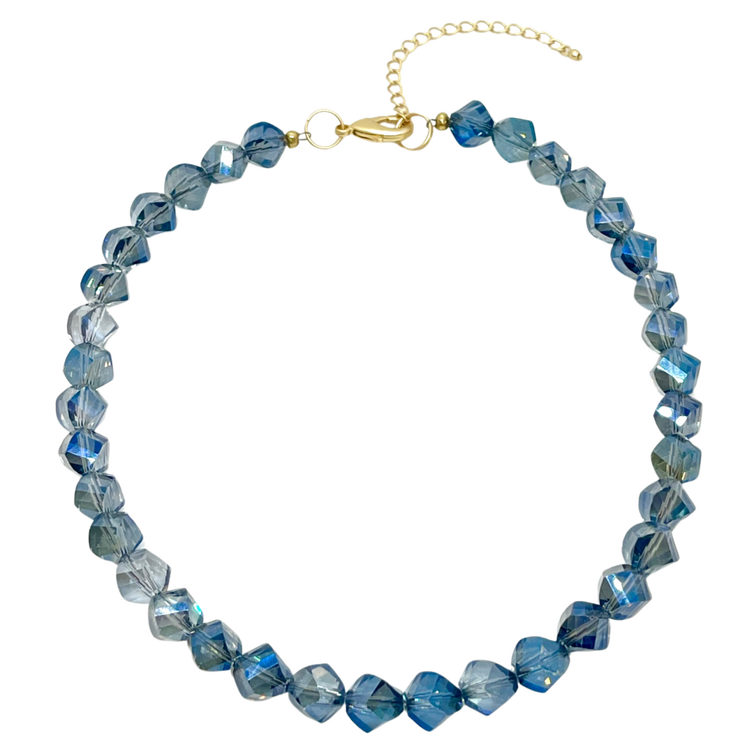 Deborah Grivas Slice Crystal Necklace in Labradorite Blue