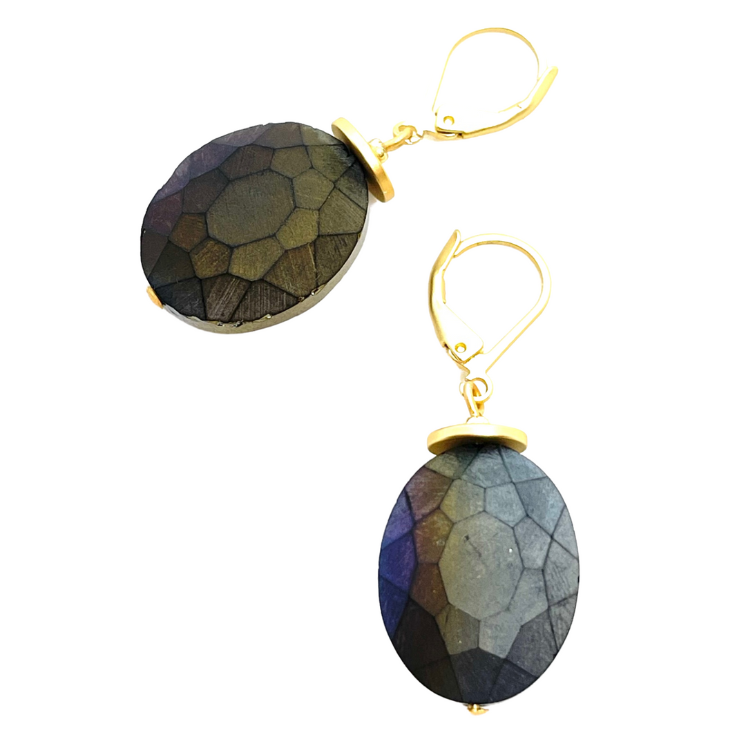 Deborah Grivas Matte Faceted Crystal Earrings - Grey