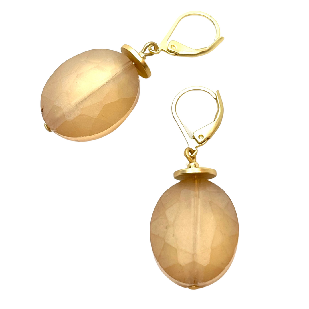 Deborah Grivas Matte Faceted Crystal Earrings - Peach