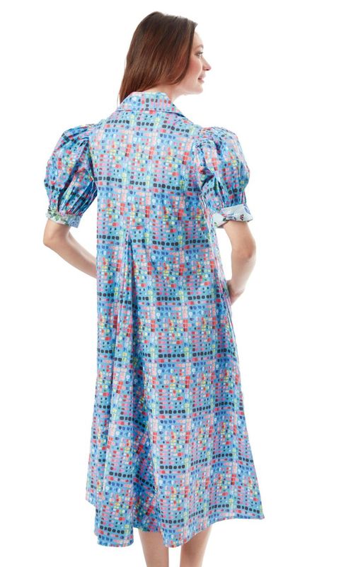 Dizzy-Lizzie Montauk Dress - Mid Blue Confetti Print available at Barbara Katz