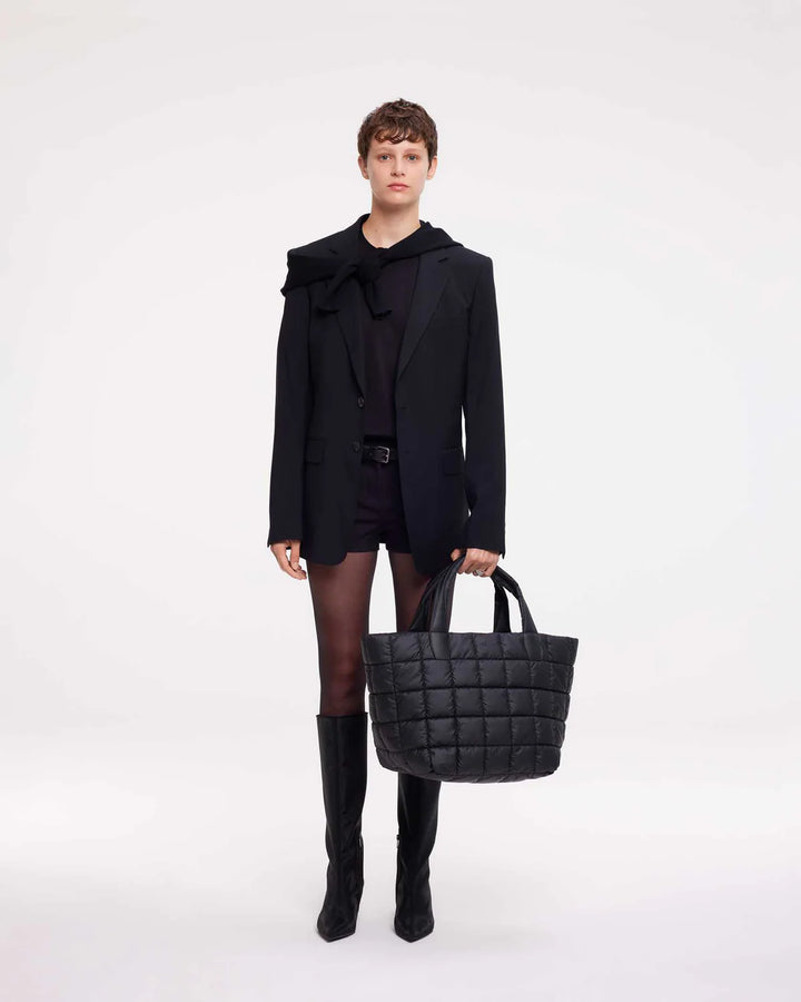 Vee Collective Porter Medium Tote Quilted Bag in Matt Black available at Barbara Katz