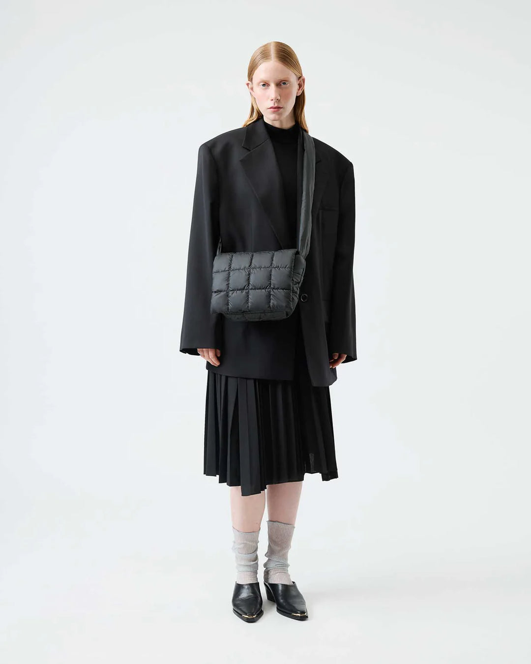 Vee Collective Porter Messenger Crossbody Bag in Matt Black available at Barbara Katz