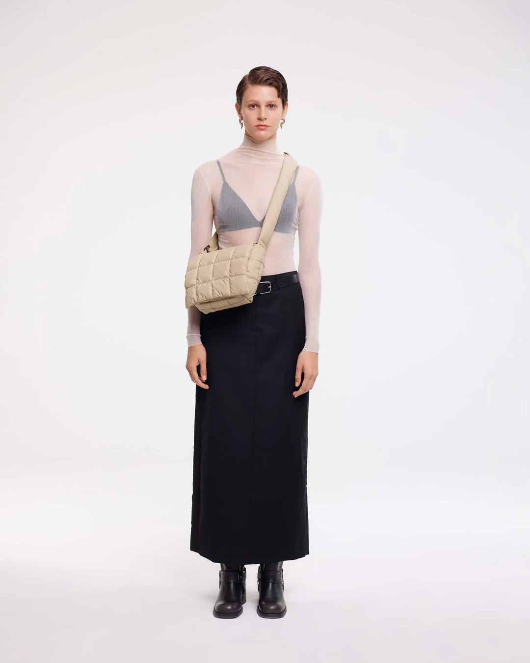 Vee Collective Porter Messenger Crossbody Bag in Sand available at Barbara Katz