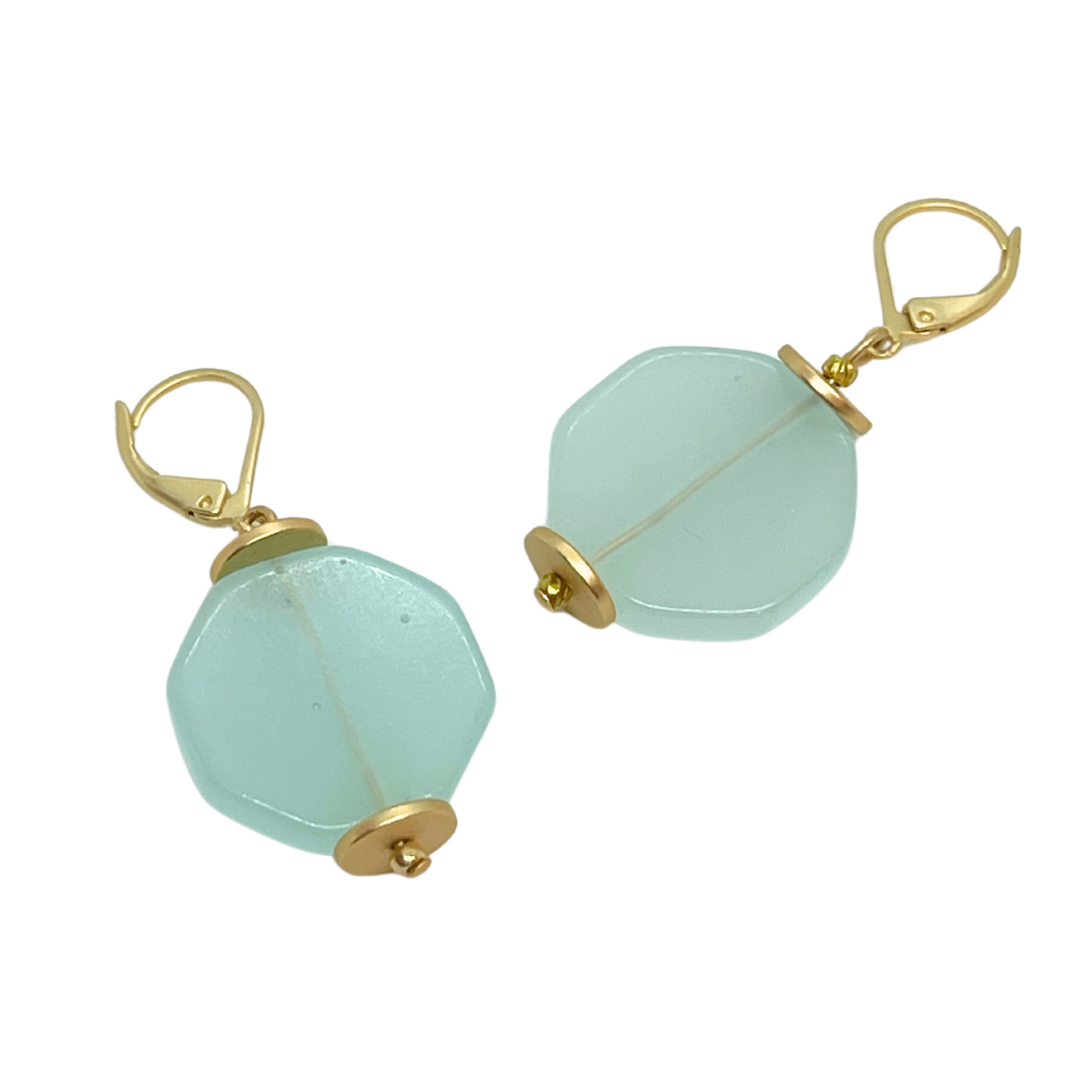 Deborah Grivas Aqua Quartz Lever Back Earrings