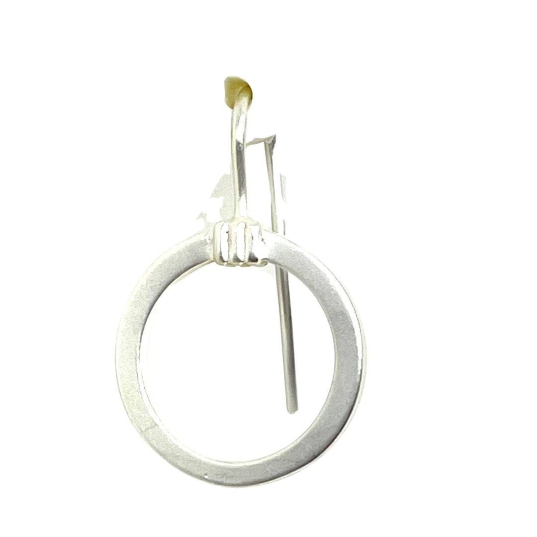 Deborah Gravis Circle Frame Earrings - Matte Silver