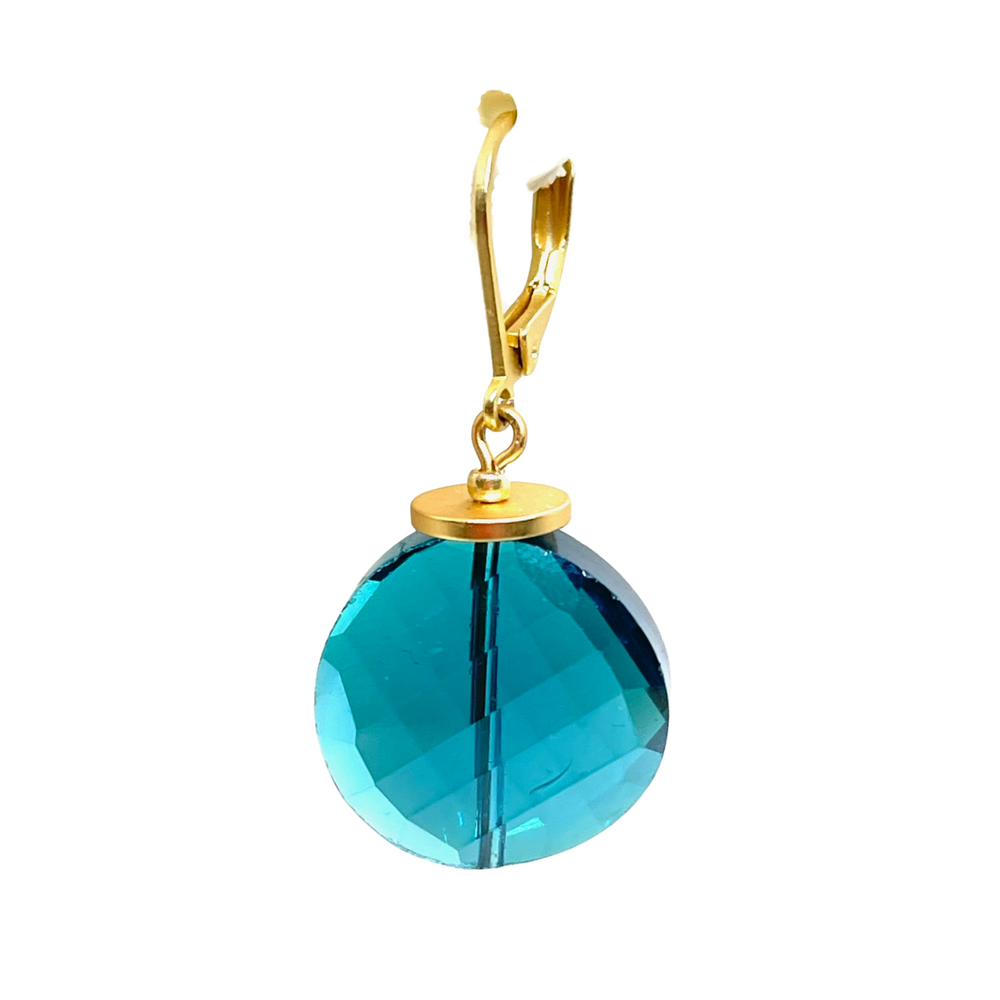 Deborah Grivas Coin Crystal Earrings - Teal