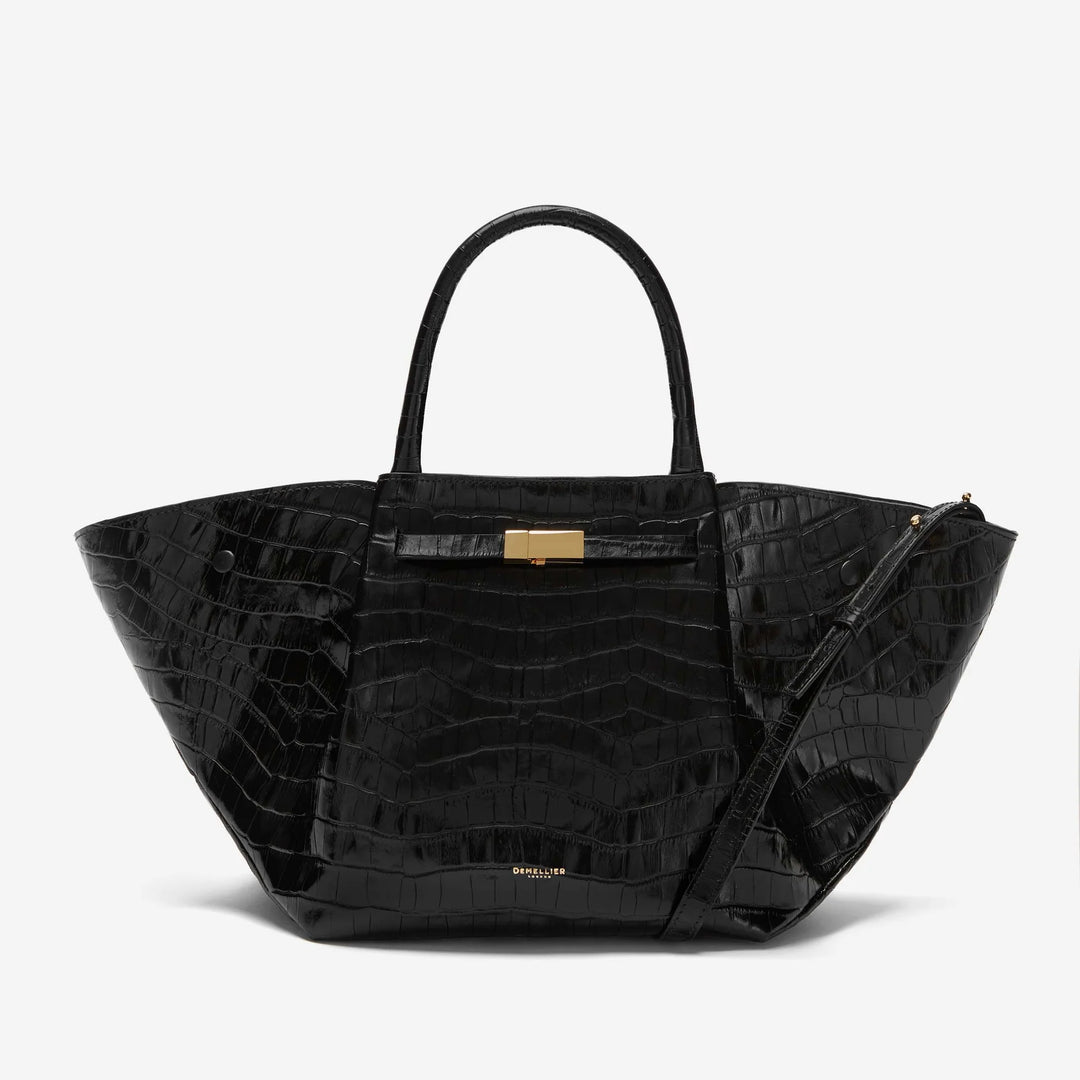 DeMellier The Midi New York Crossbody Bag in Black Croc Effect available at Barbara Katz