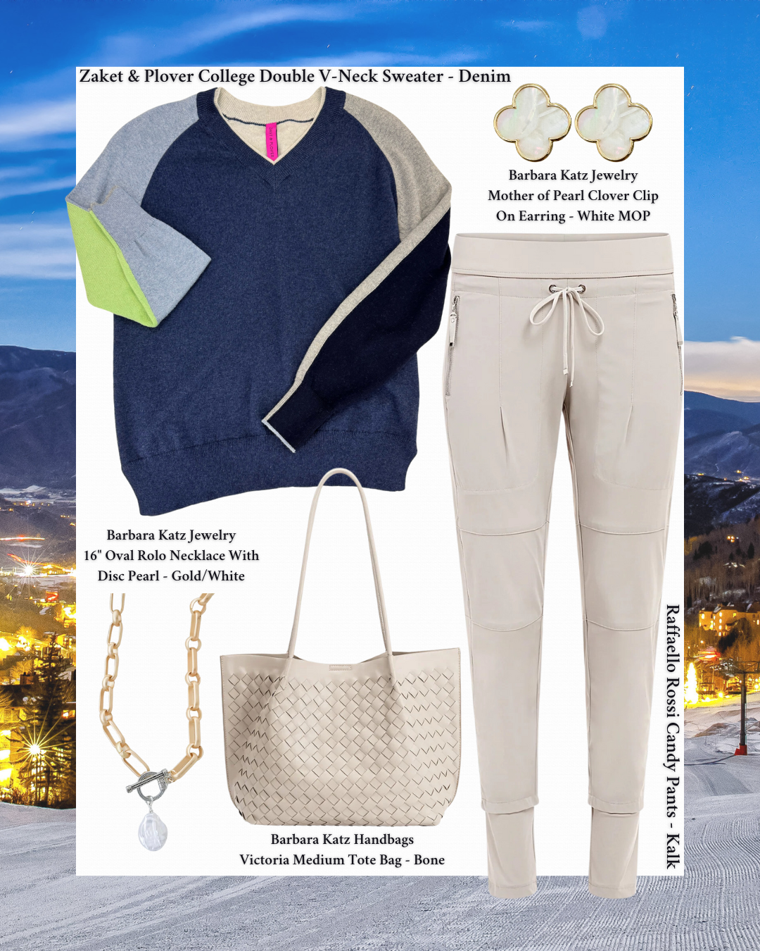 How to Wear Zaket & Plover College Double V-Neck Sweater - Denim style guide