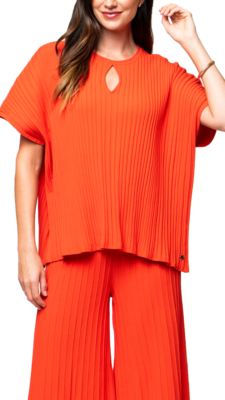 Biana Ester Rib Knit Wide Top in Bright Orange available at Barbara Katz