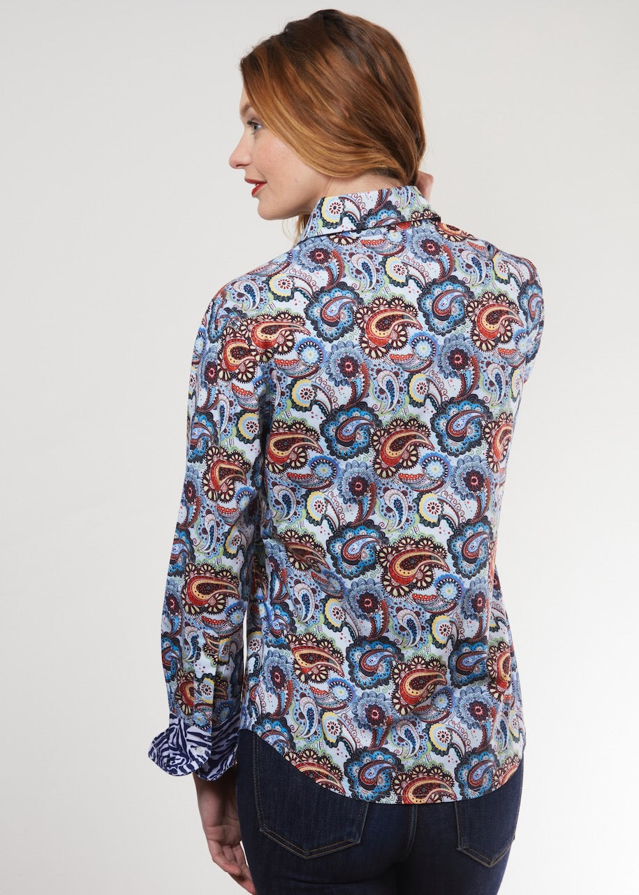 Dizzy-Lizzie Rome Shirt - Blue Paisley