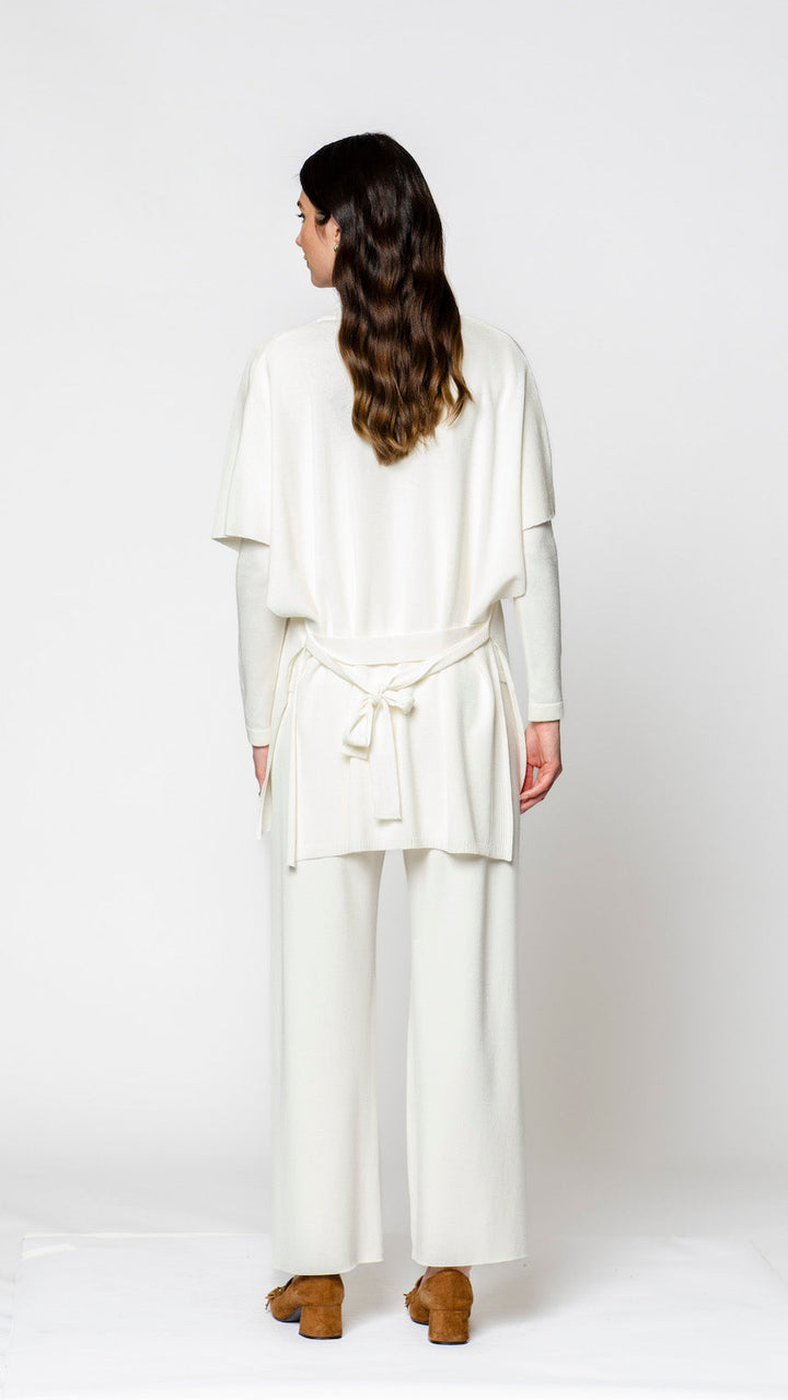 Melinda Belted Dropped Shoulder Cardigan - Winter White