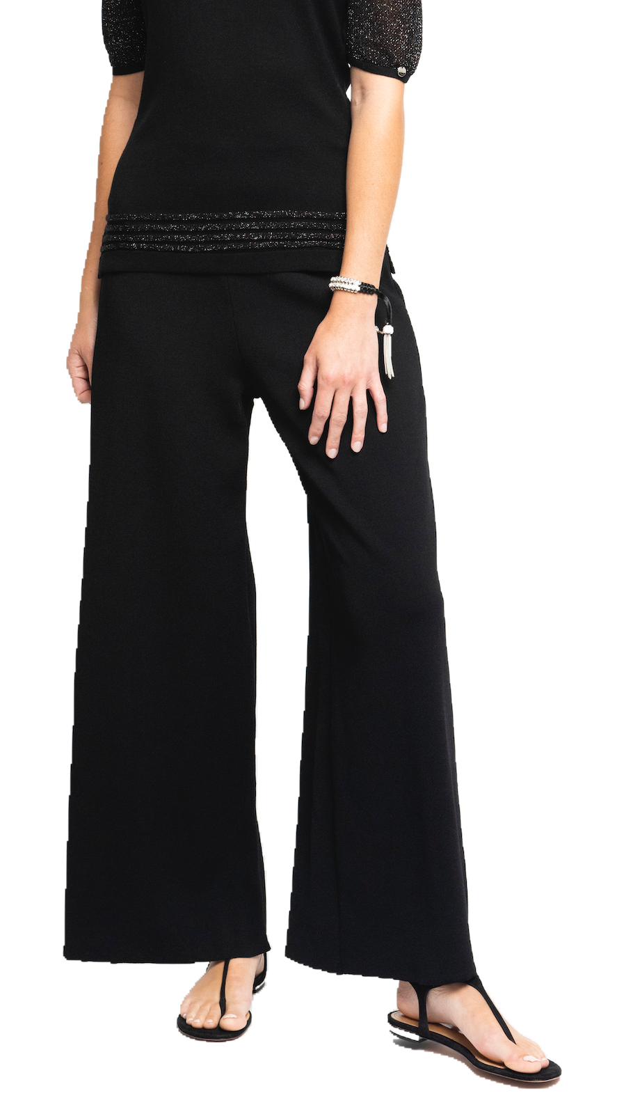 Biana Briana Wide-Leg Milano-Knit Pants in Black available at Barbara Katz