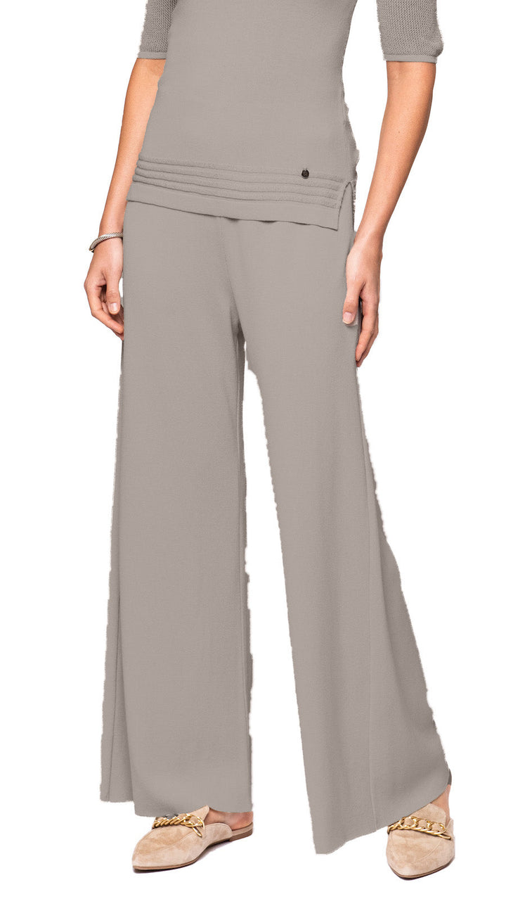 Biana Briana Wide-Leg Milano-Knit Pants in Taupe available at Barbara Katz