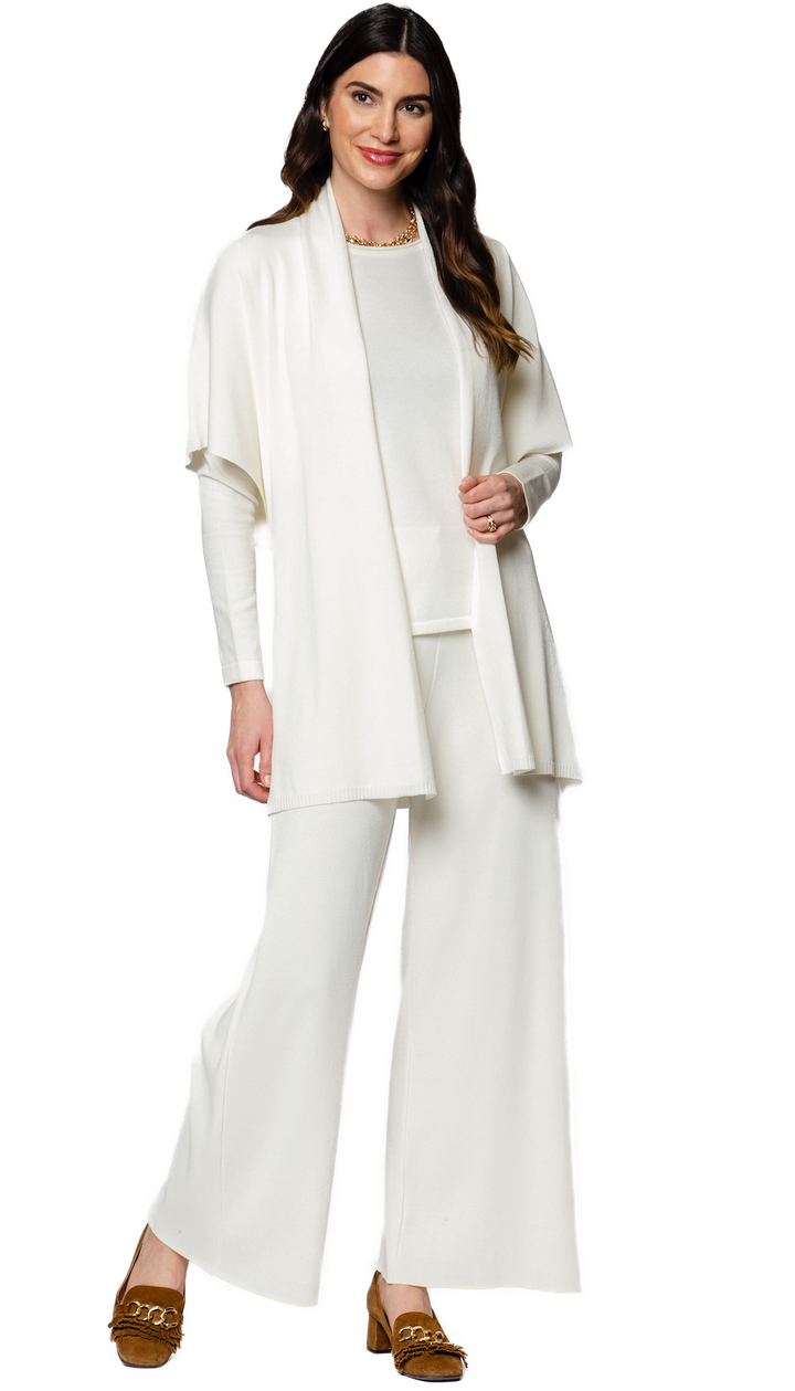 Biana Briana Wide-Leg Milano-Knit Pants in Winter White available at Barbara Katz