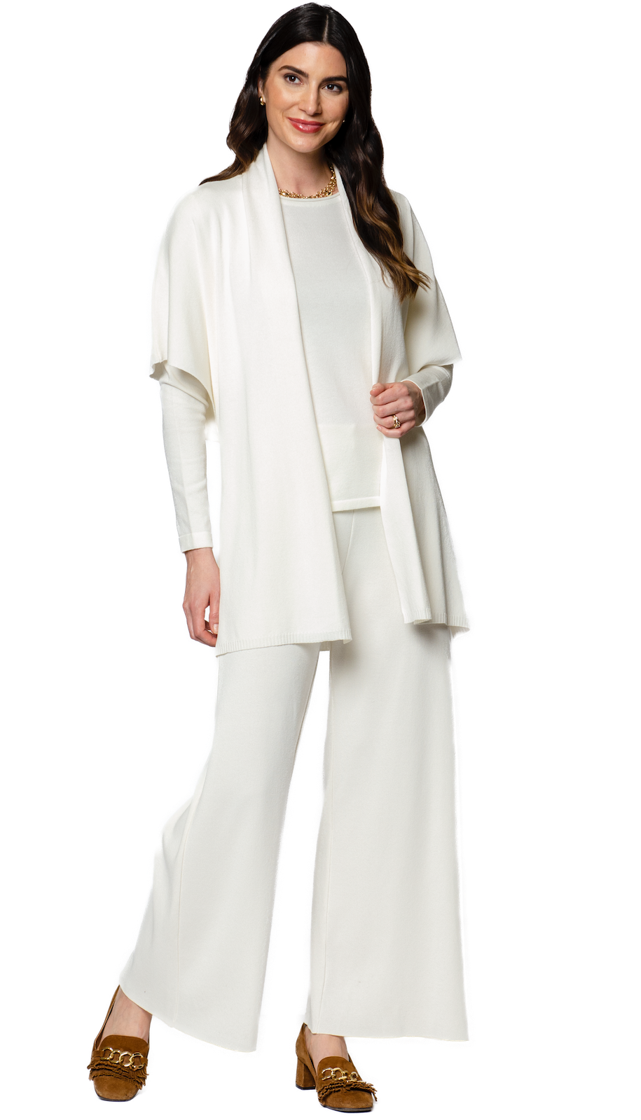 Melinda Belted Dropped Shoulder Cardigan - Winter White