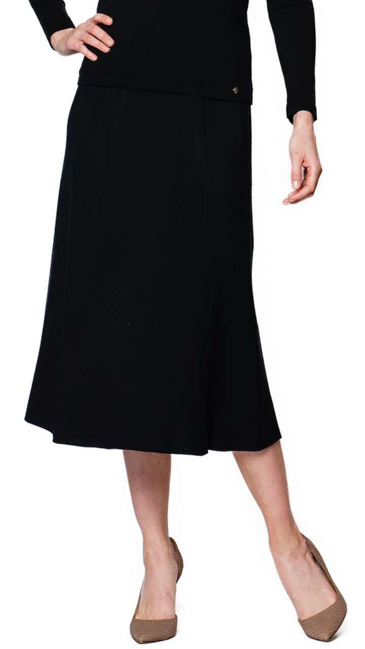 Lydia A-Line Midi Skirt - Black