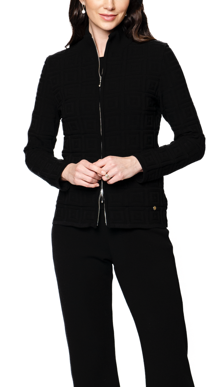 Biana Zoe Square-Detail Knit Jacket in Black available at Barbara Katz