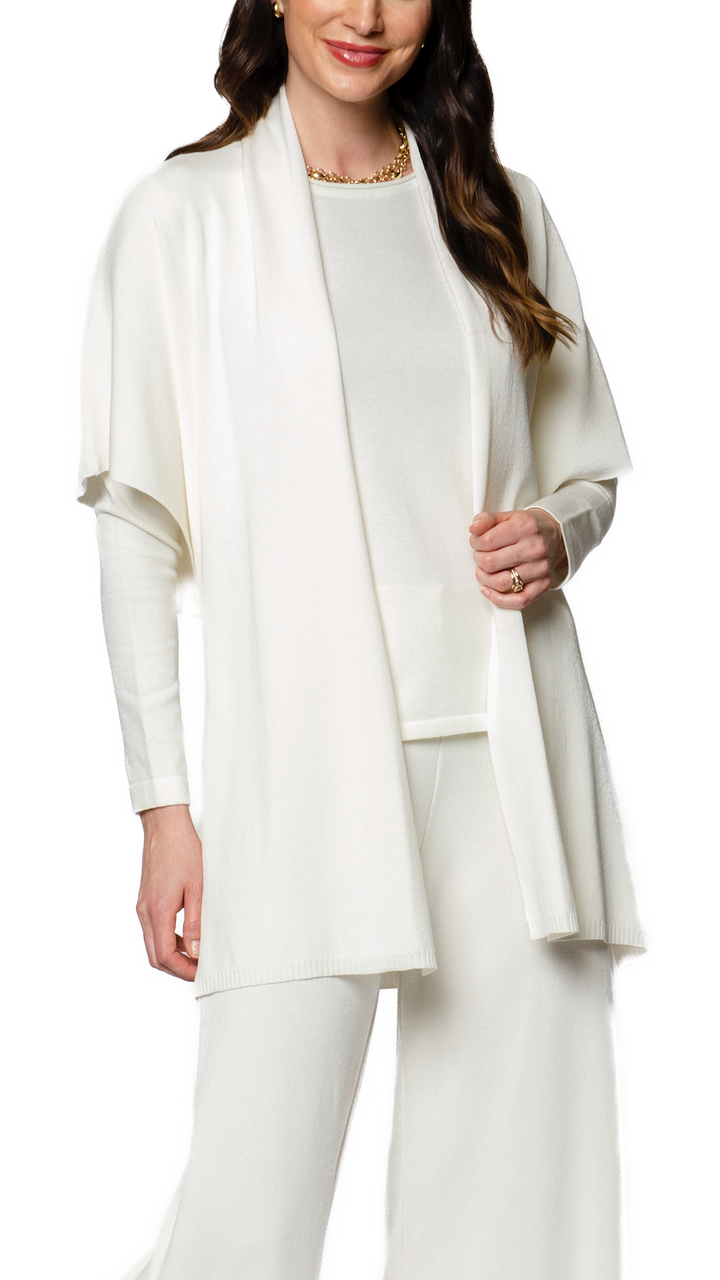 Melinda Belted Dropped Shoulder Cardigan - Winter White